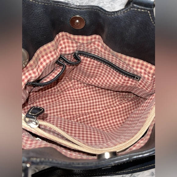 The Sak Pebble Leather Top Handle Contrast Stitch Pink Gingham Lining Handbag - Picture 7 of 8